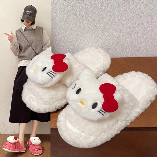 Plush Hello Kitty Slippers