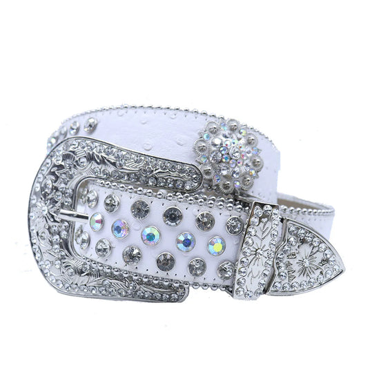 Round Flower Rhinestone Designer Plus Size Belt