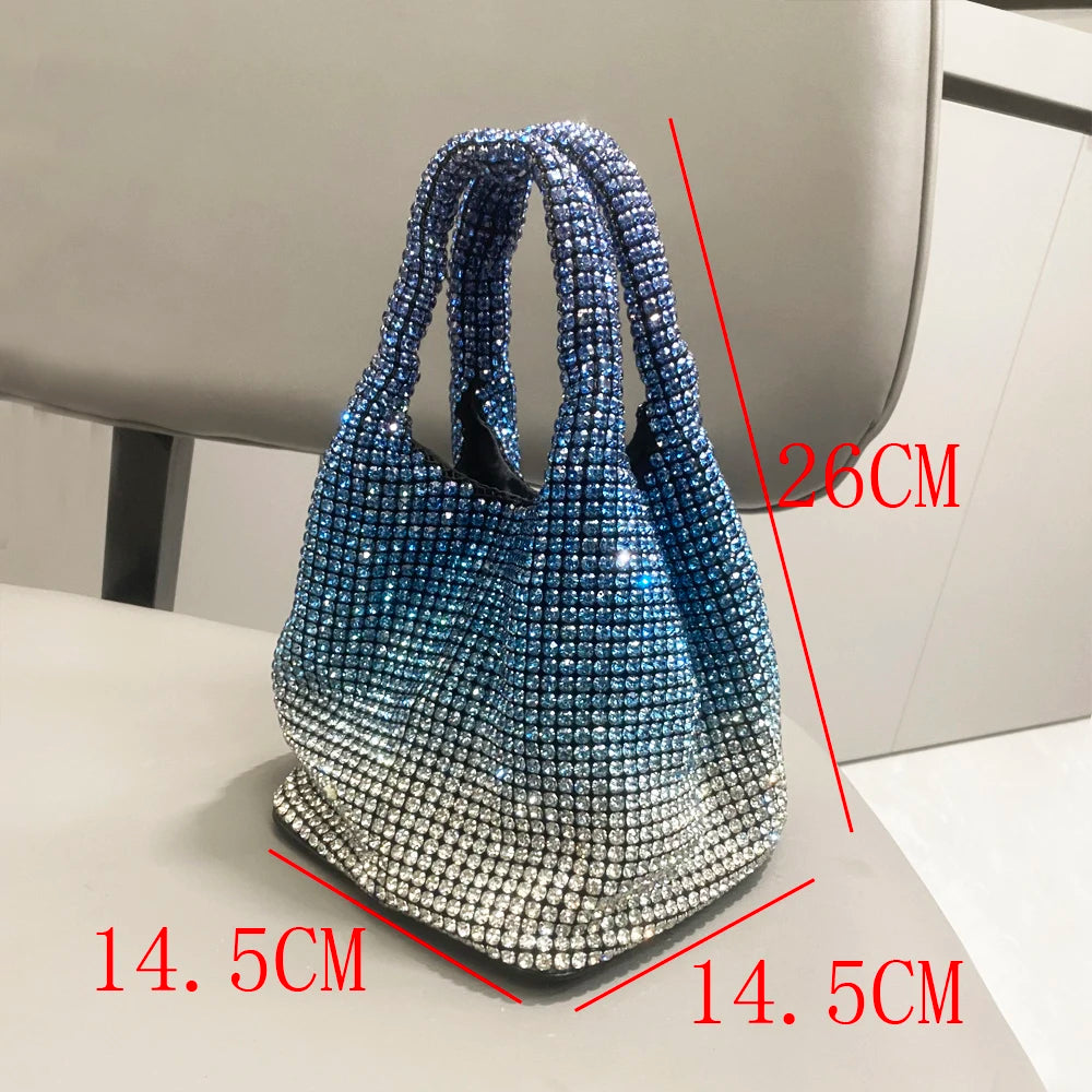 Ombre Rhinestones Hobo Shoulder Bag