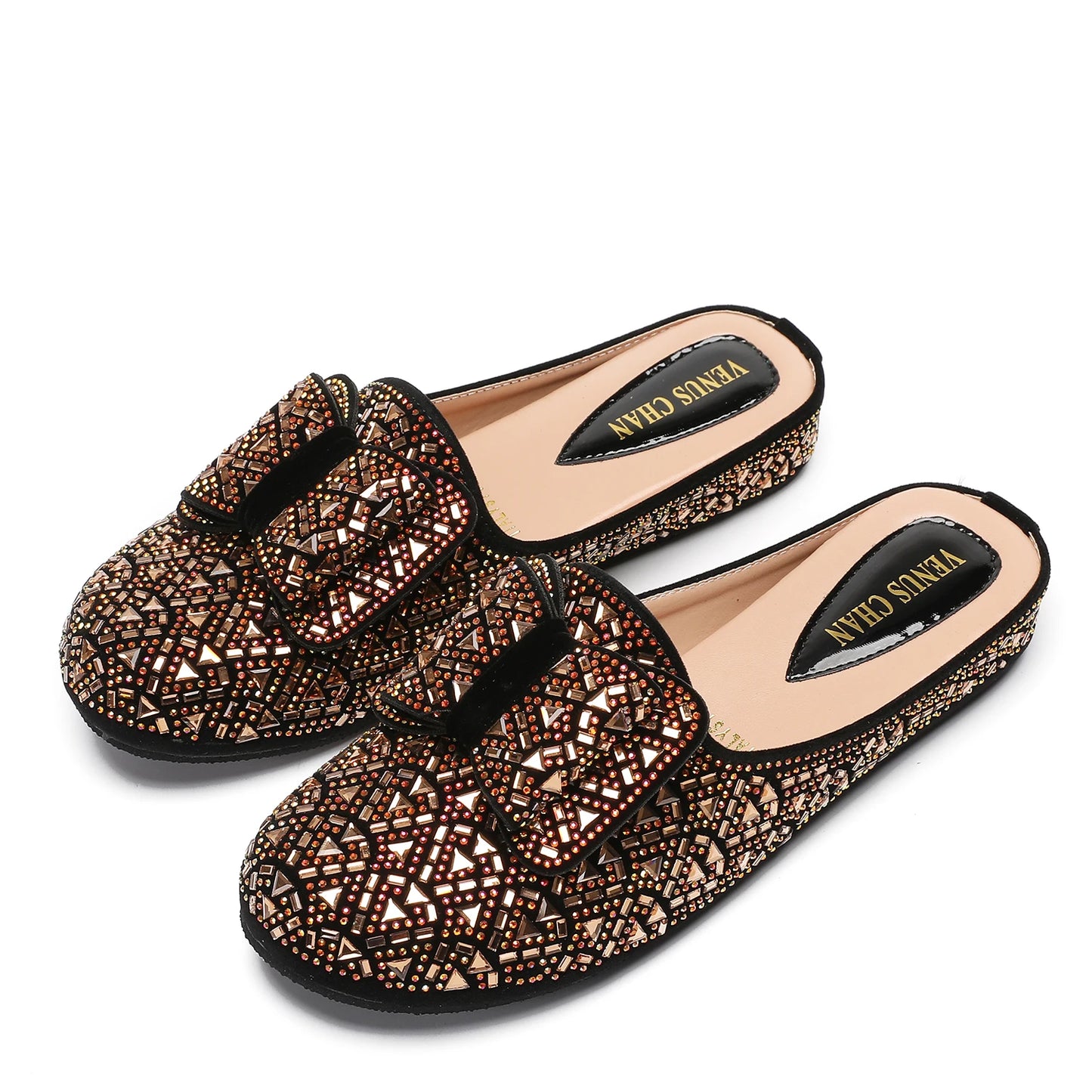 Nigeria Gold Color Stick in Elegant Flat Shoes