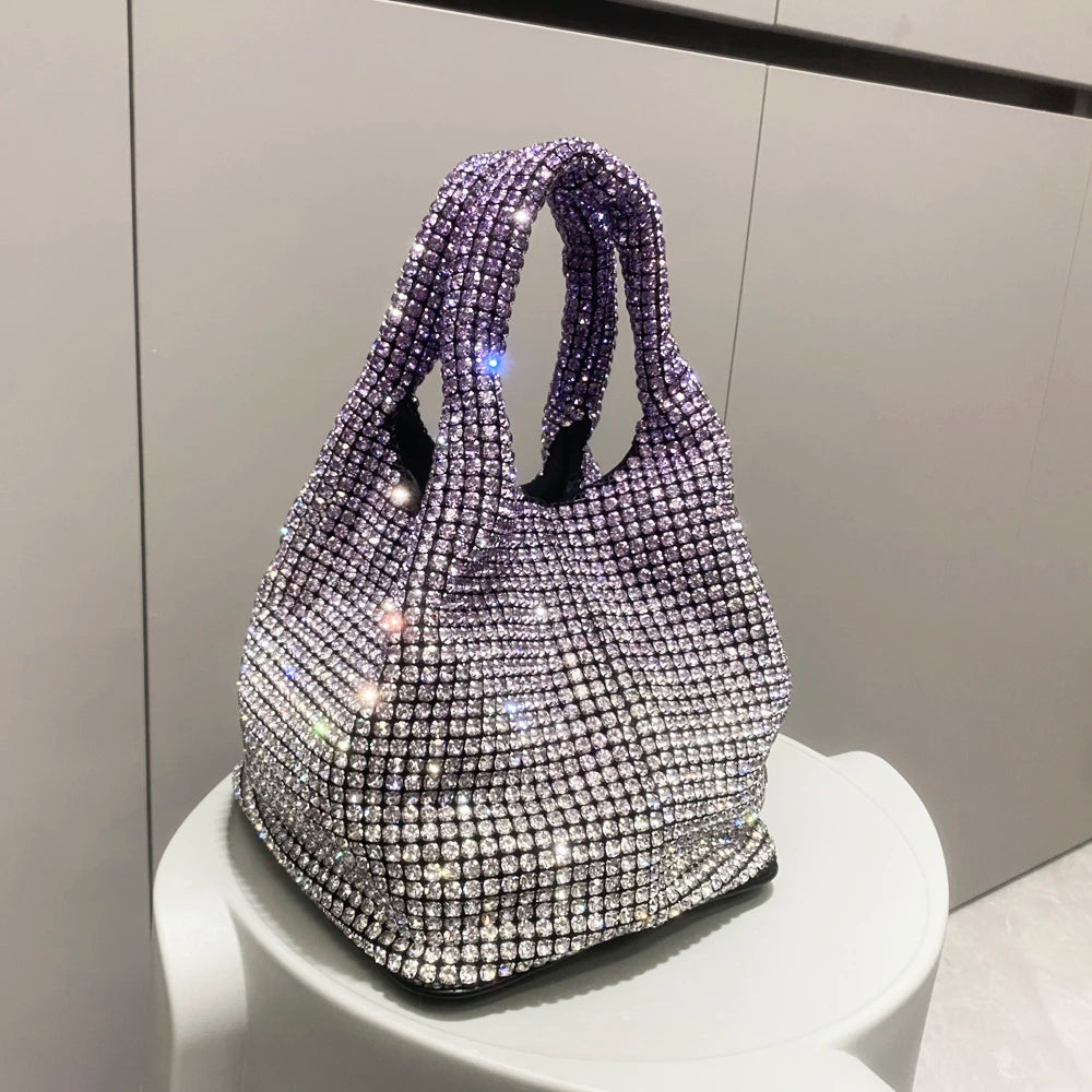 Ombre Rhinestones Hobo Shoulder Bag