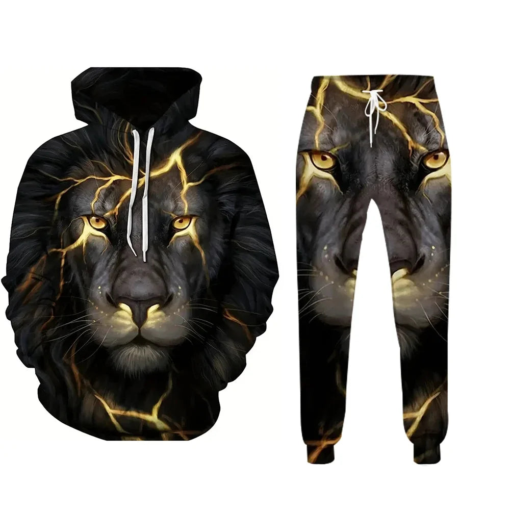 NEW Hoodies Set 3D Print Animal Patterns Men Tracksuit Sets