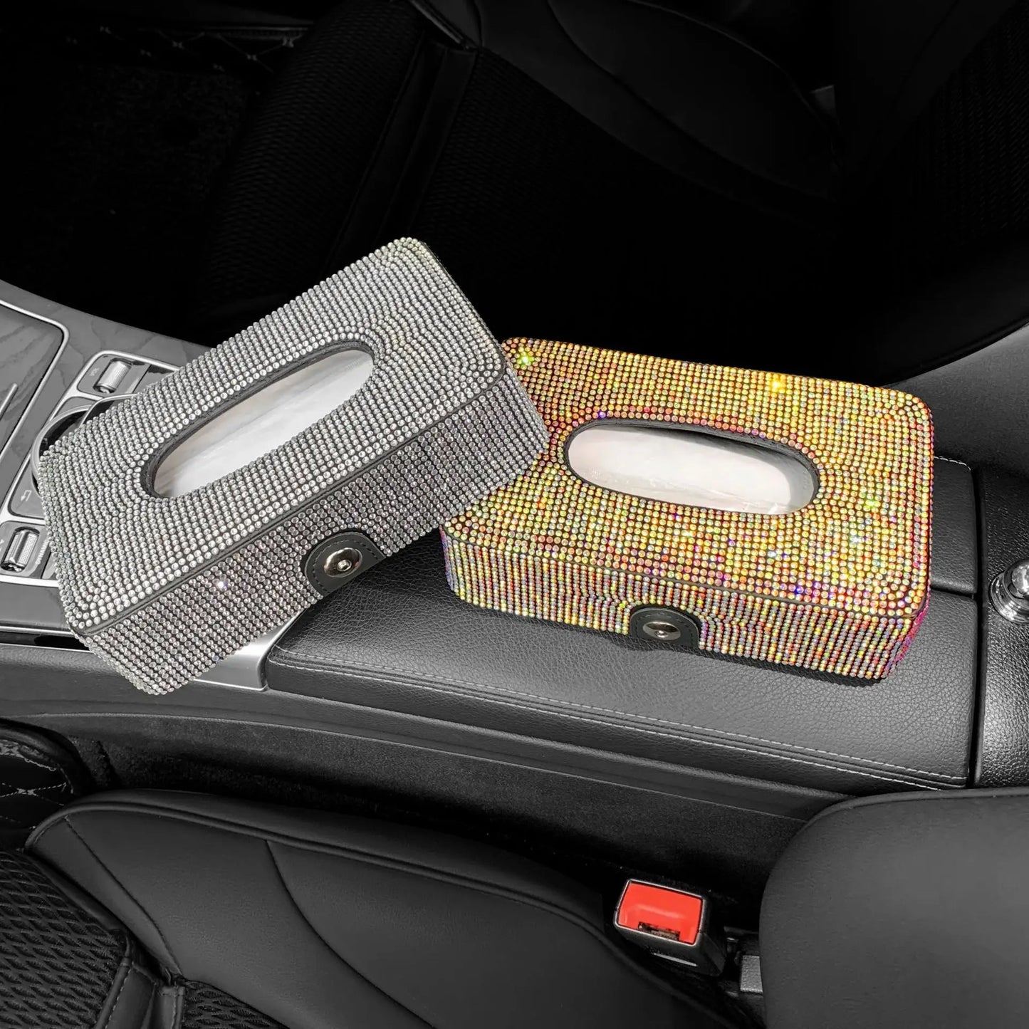 New Luxury Rhinestone Car Tissue Box Holder