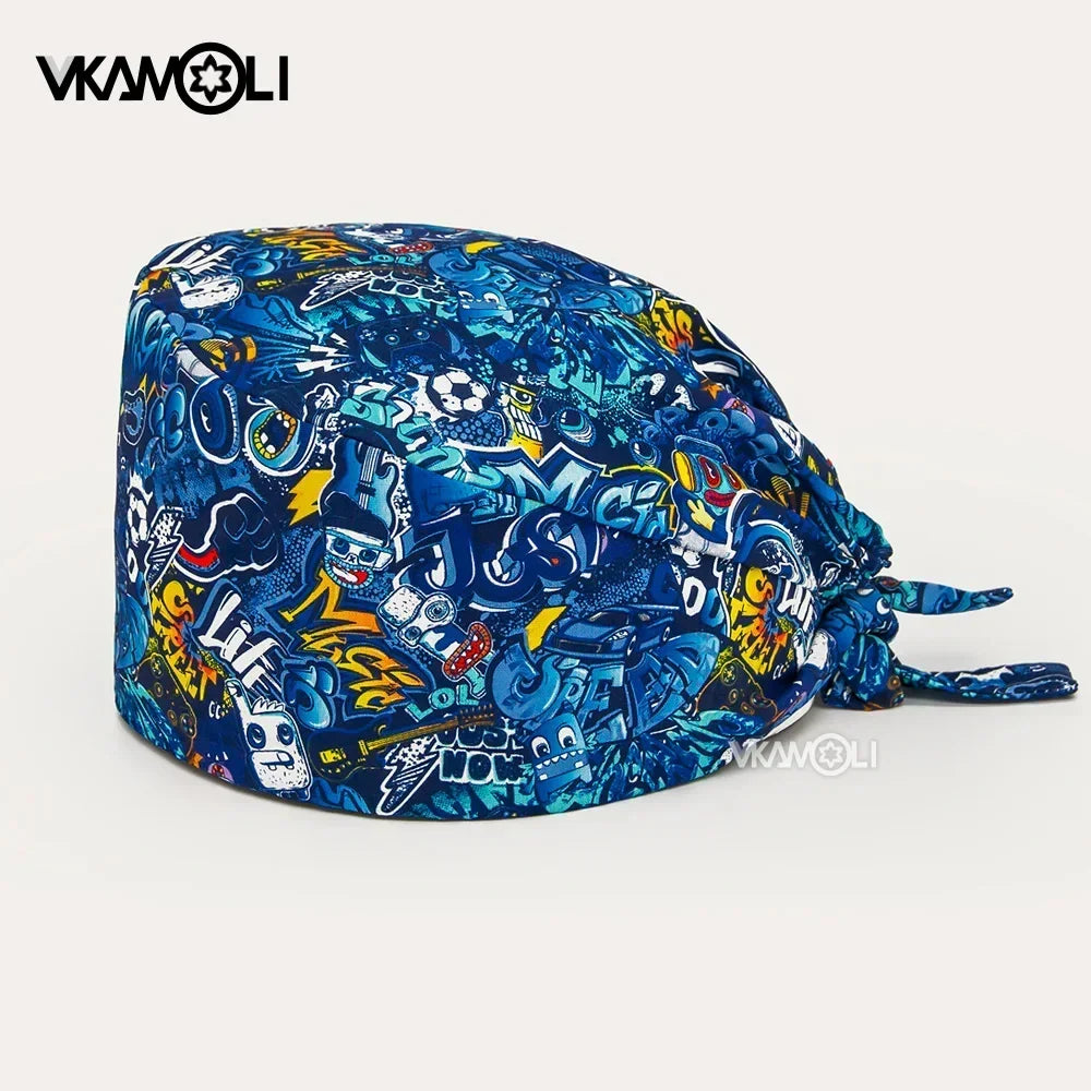 Festival Skeleton Skull Printed adjustable Surgical Hats