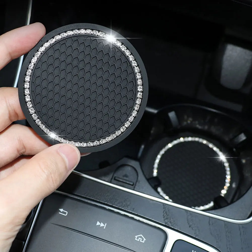 Car Non-slip Water Cup Pad with a Single Row of Bling