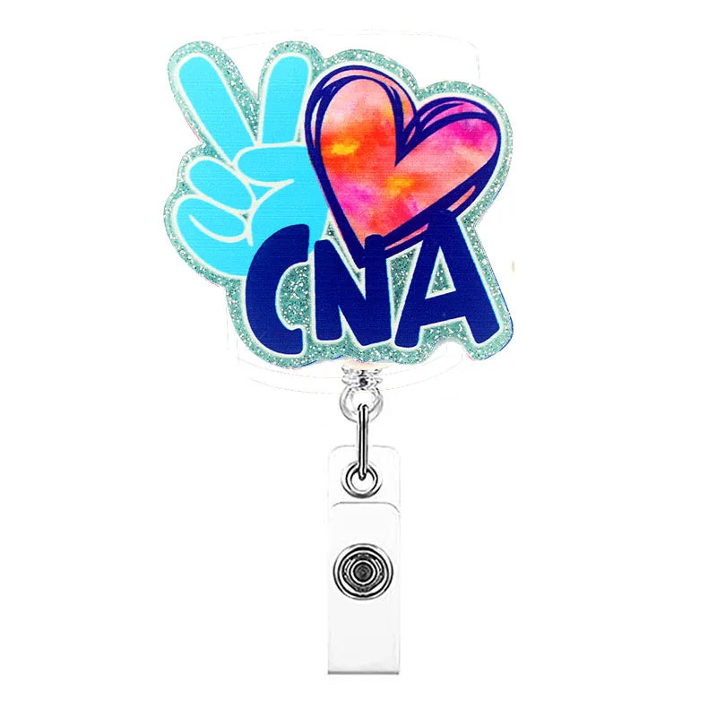 Glitter Acrylic "CNA Life" Nurse Retractable ID Badge Holder