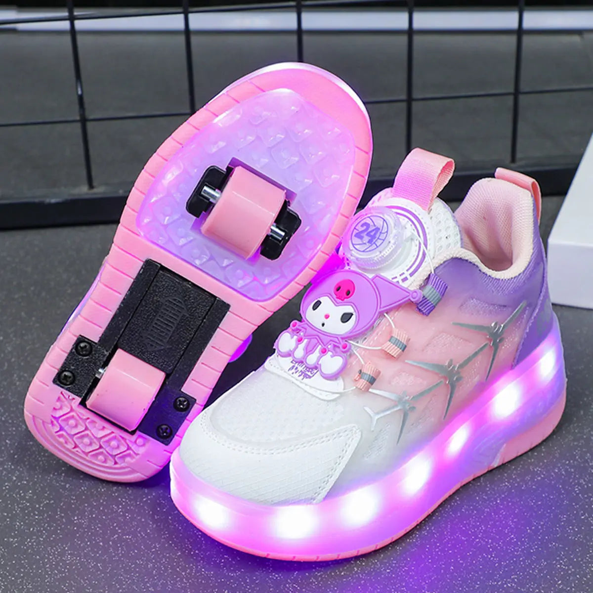 Hello Kitty Sanrio Kuromi Stitch Cute Roller Skates with Flashing Light