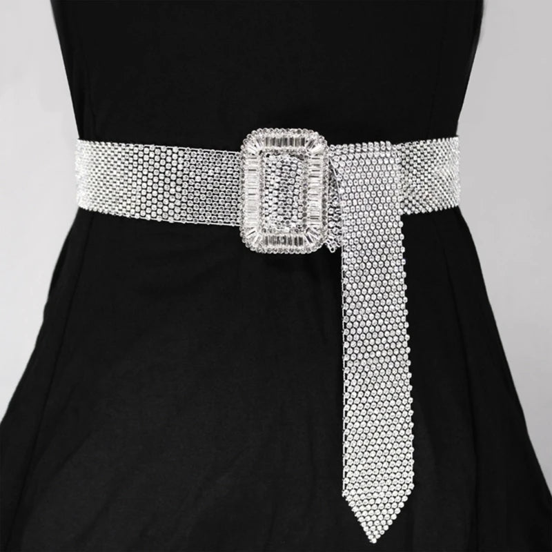 Bling Mesh Belts with Rhinestone Buckle