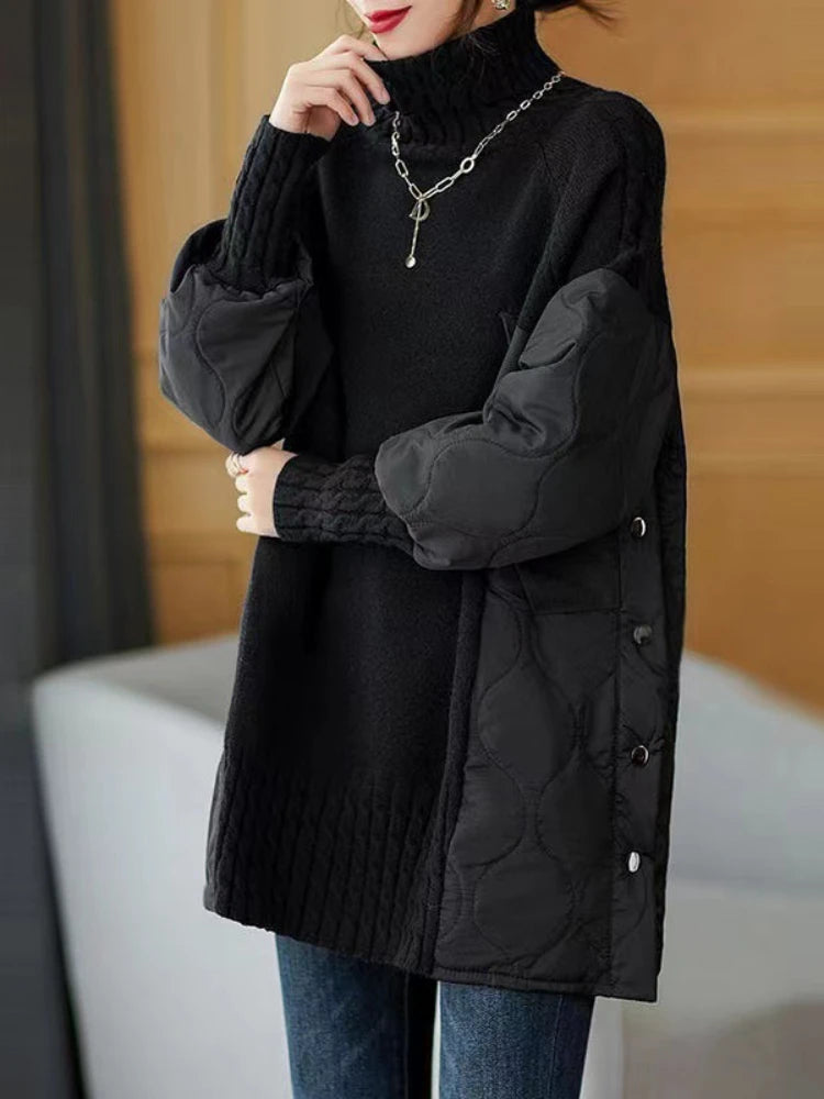 Casual Long Sleeve Loose Turtleneck Knit Sweaters Pullovers