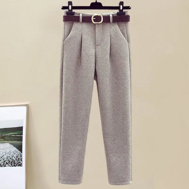 Winter Wool Suit Jacket Jacket Long Sleeve Knitted Sweater Casual Trousers Three Piece Set