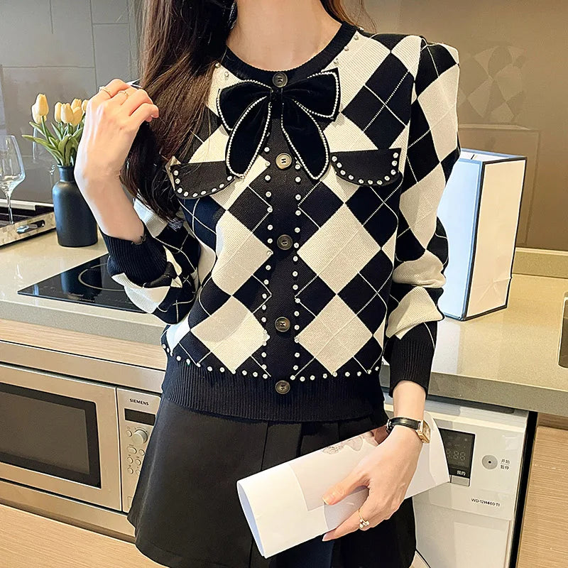 Winter Round Neck Bow Thickened Sweater