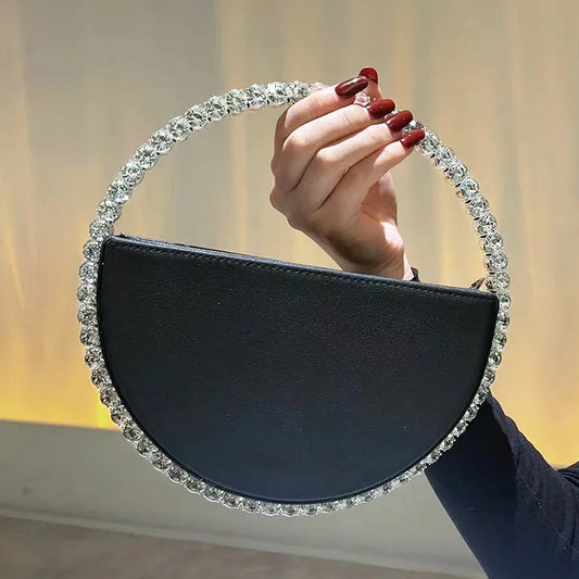 Rhinestone Round Ring Evening Bag