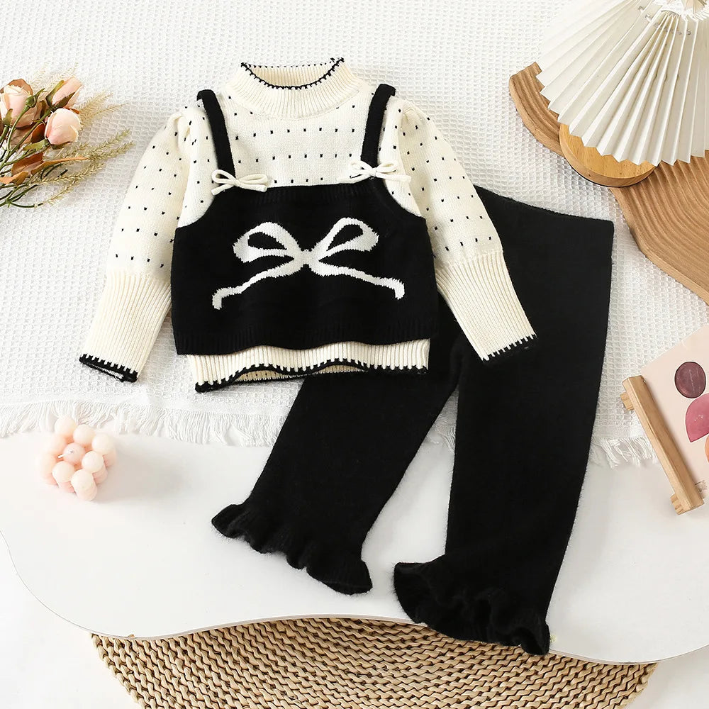 Girl Flower Knitted  2Pcs Set
