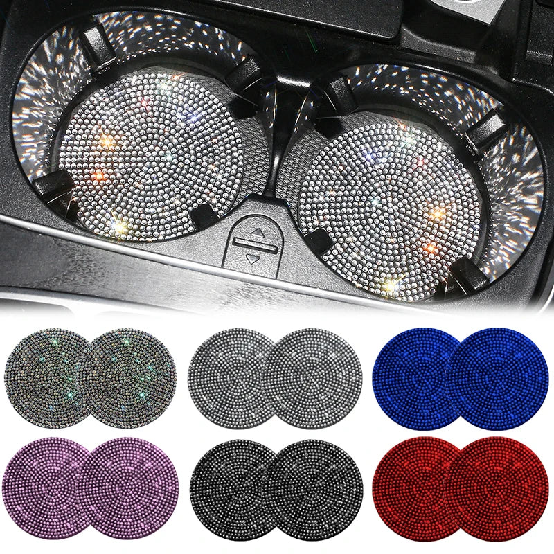 Shining Diamond Car Coaster Water Cup Slot Non-Slip Mat