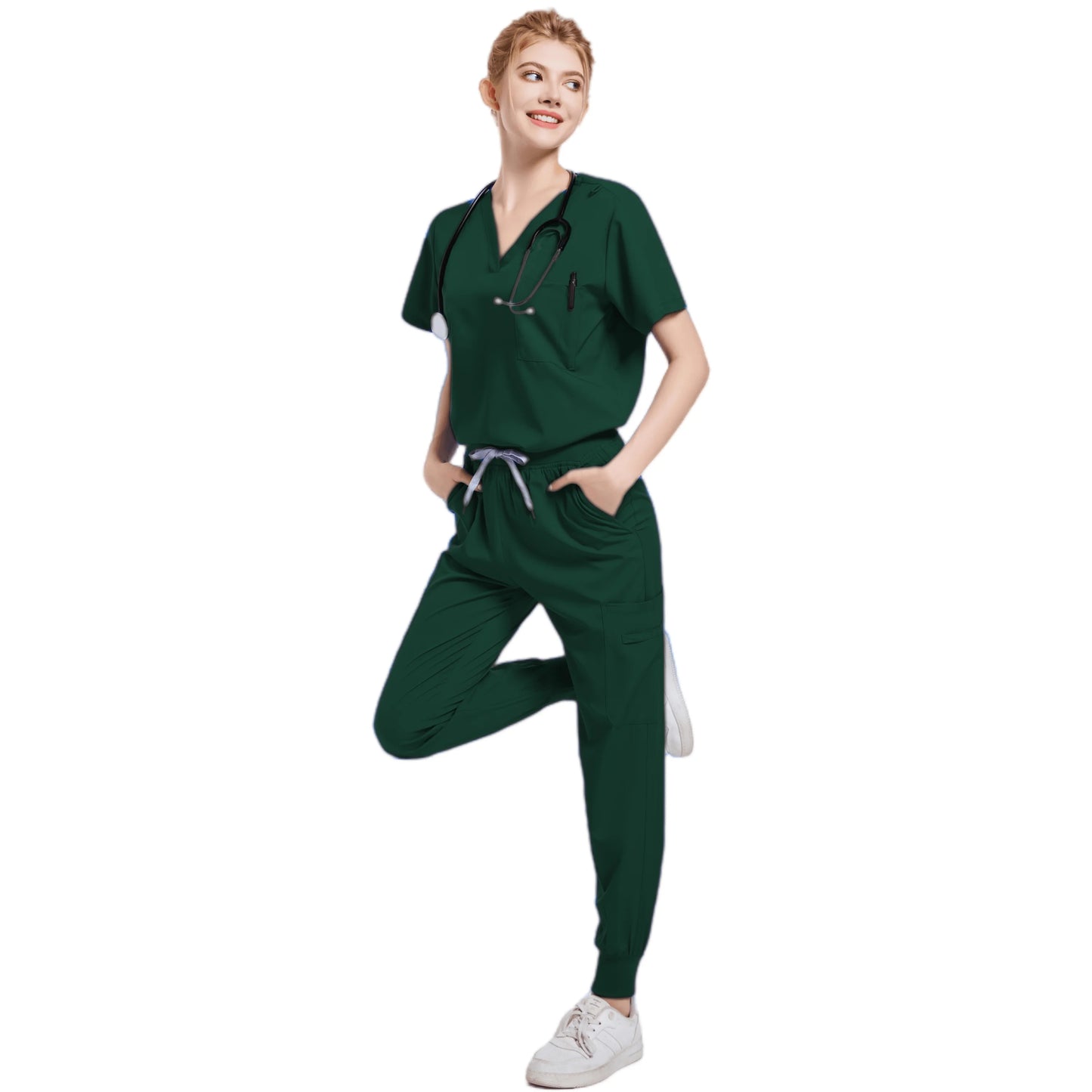 Split Suit Short Sleeved Hand Brushing Medical Care Uniform