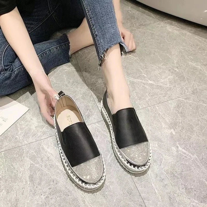 New Crystal Sequins Round Toe Luxury Flat Shoes