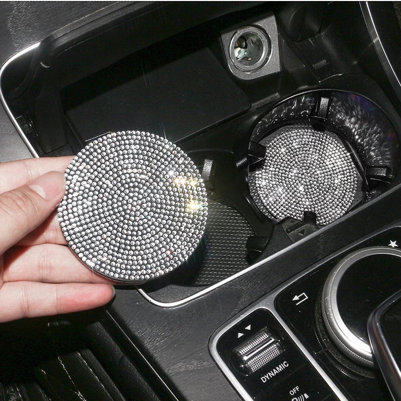 Shining Diamond Car Coaster Water Cup Slot Non-Slip Mat