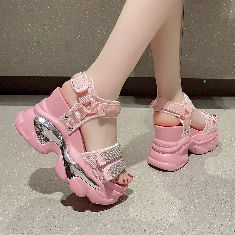 High Platform Bling Chunky Sandals