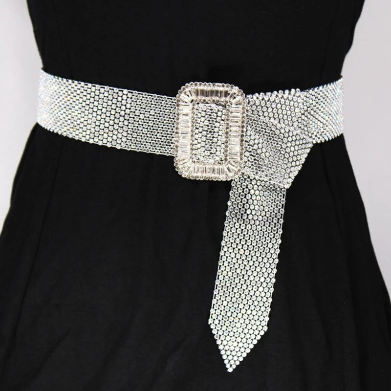 Bling Mesh Belts with Rhinestone Buckle