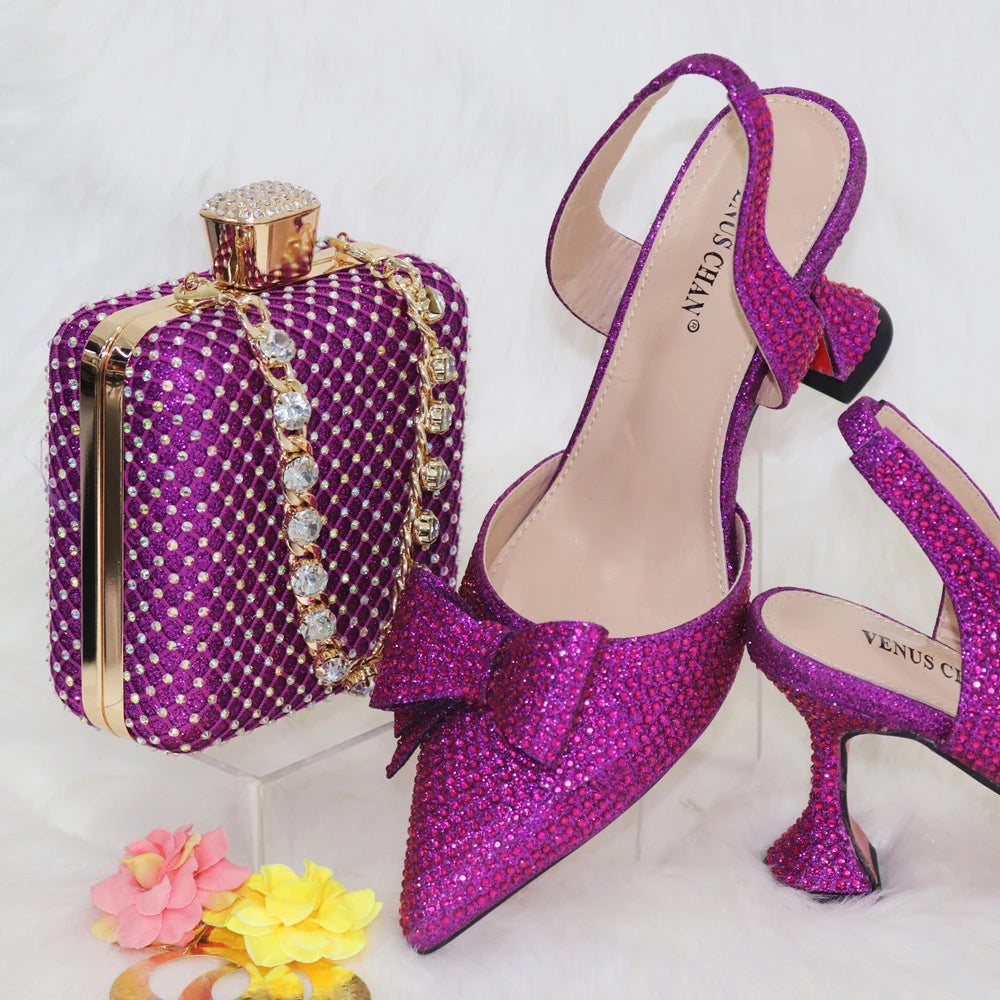 Bling Women Shoes and Bag Set