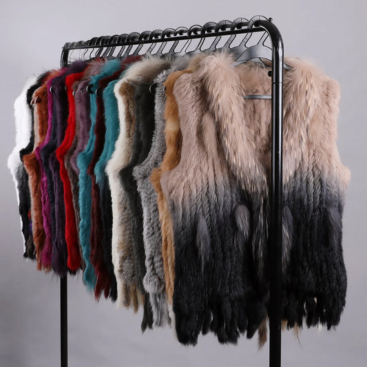 Luxury Women's Genuine Premium Long Hair Rabbit Fur Knit