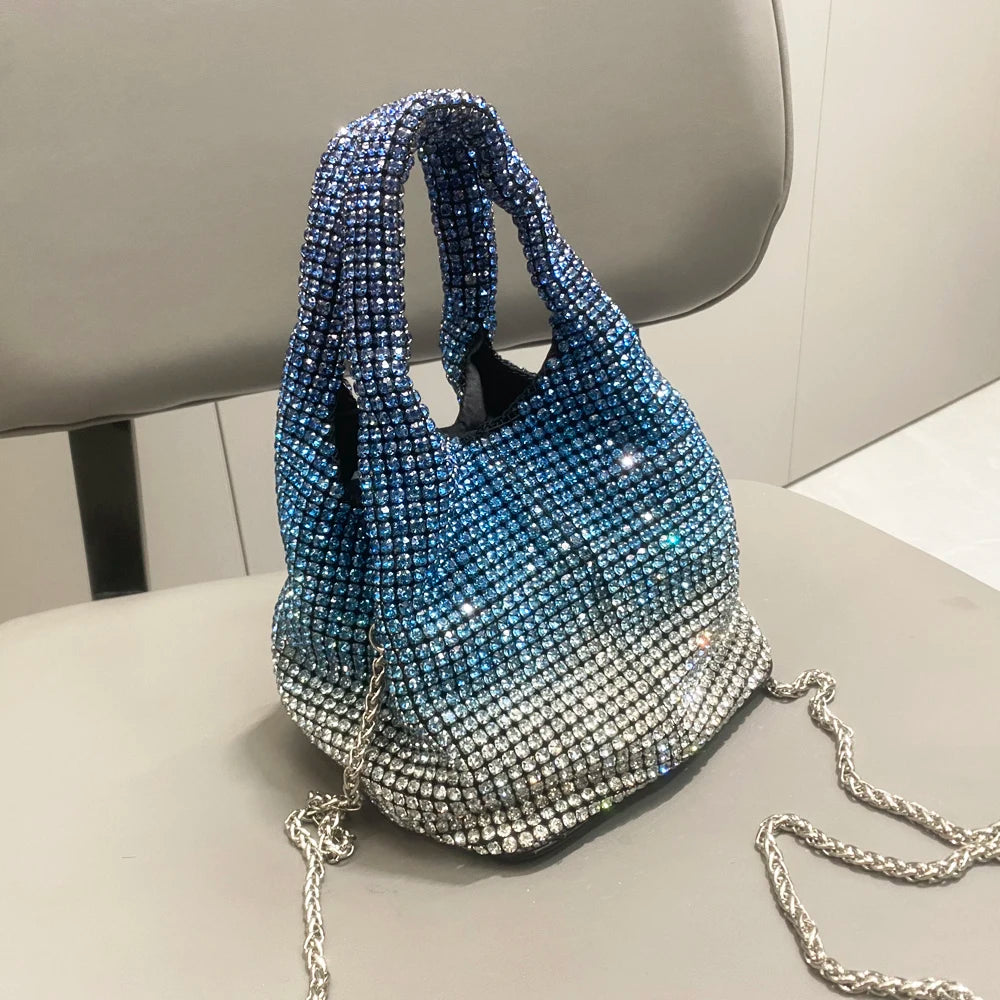 Ombre Rhinestones Hobo Shoulder Bag