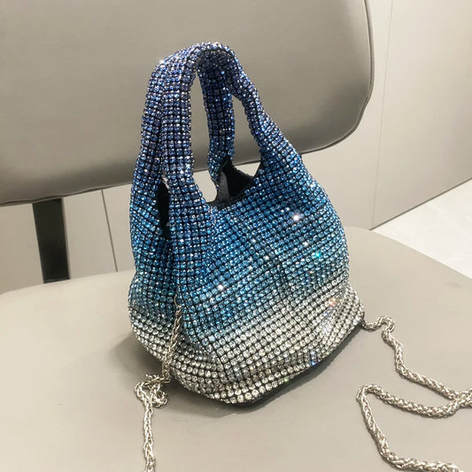 Ombre Rhinestones Hobo Shoulder Bag