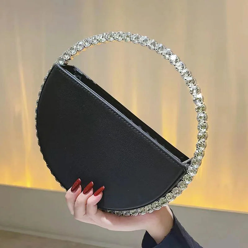 Rhinestone Round Ring Evening Bag