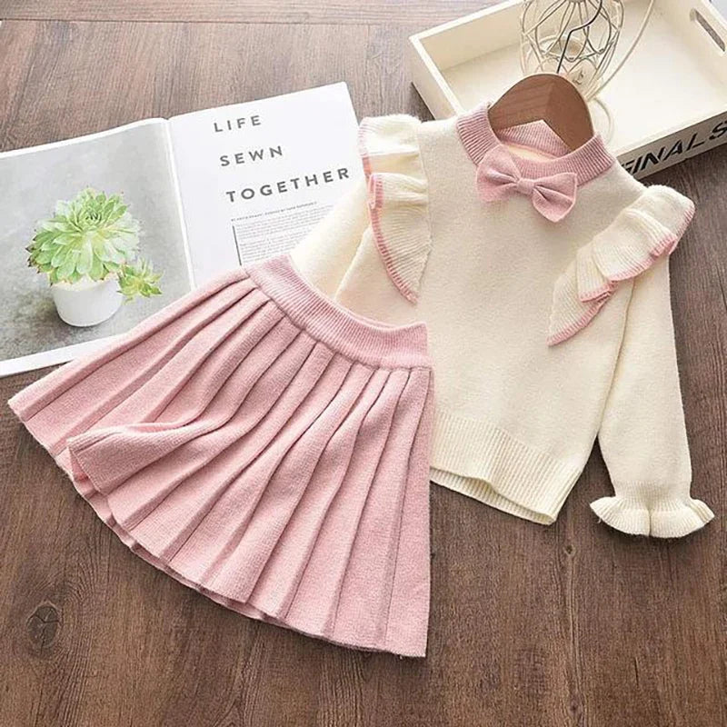 Girls Sweater Dress 2pcs Set