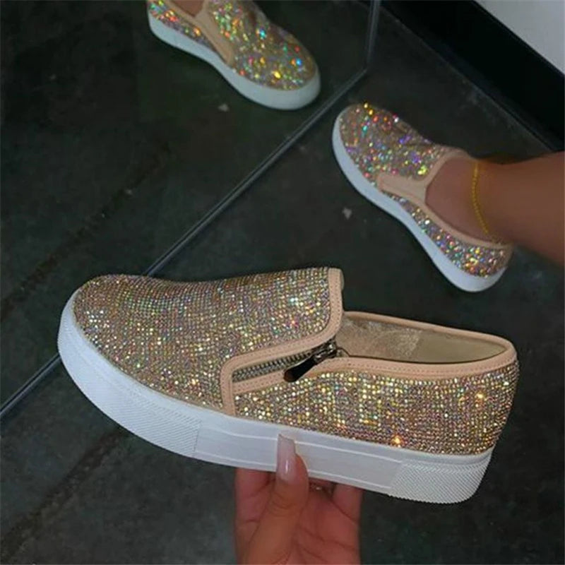 Rhinestone Bling Platform Loafer Style Sneaker