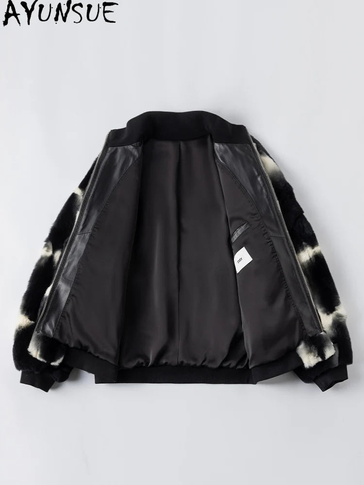 Tie-dyed Rex Rabbit Fur Mens Coat