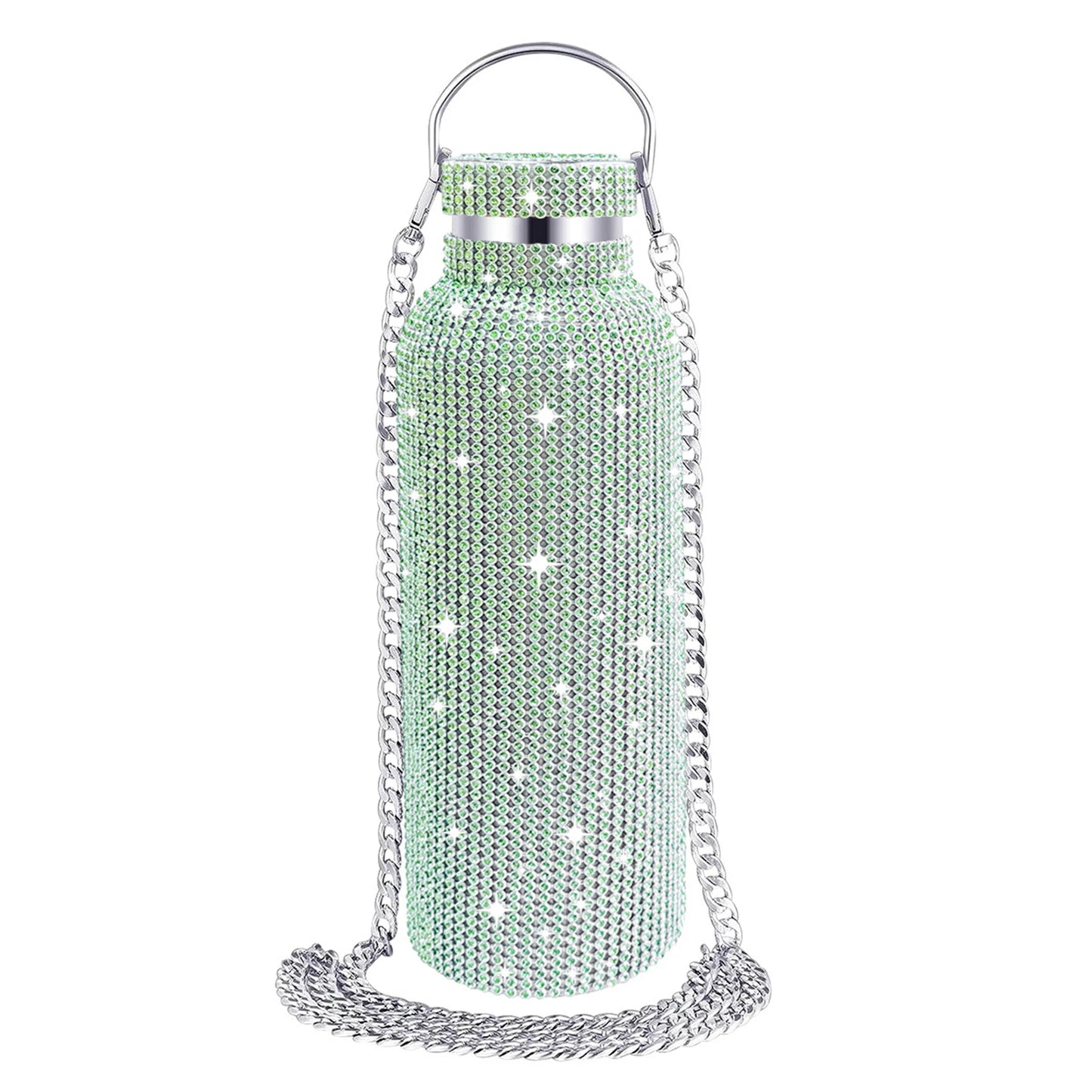 2024 New 750ml Bling Rhinestone Thermos Water Bottle Crossbody Stainless Steel