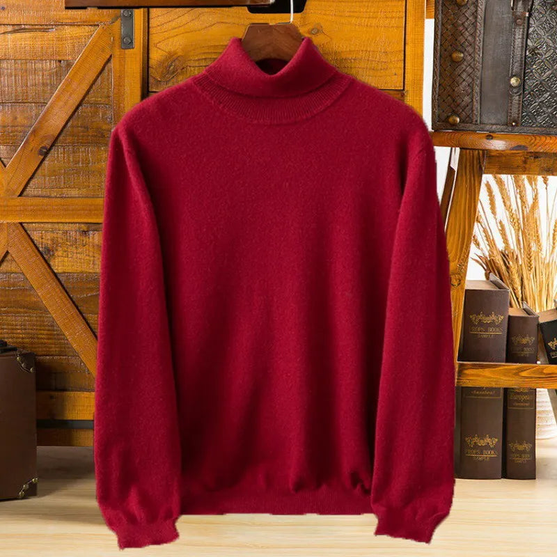 100% Pure Cashmere Wool Turtleneck Sweaters For Men