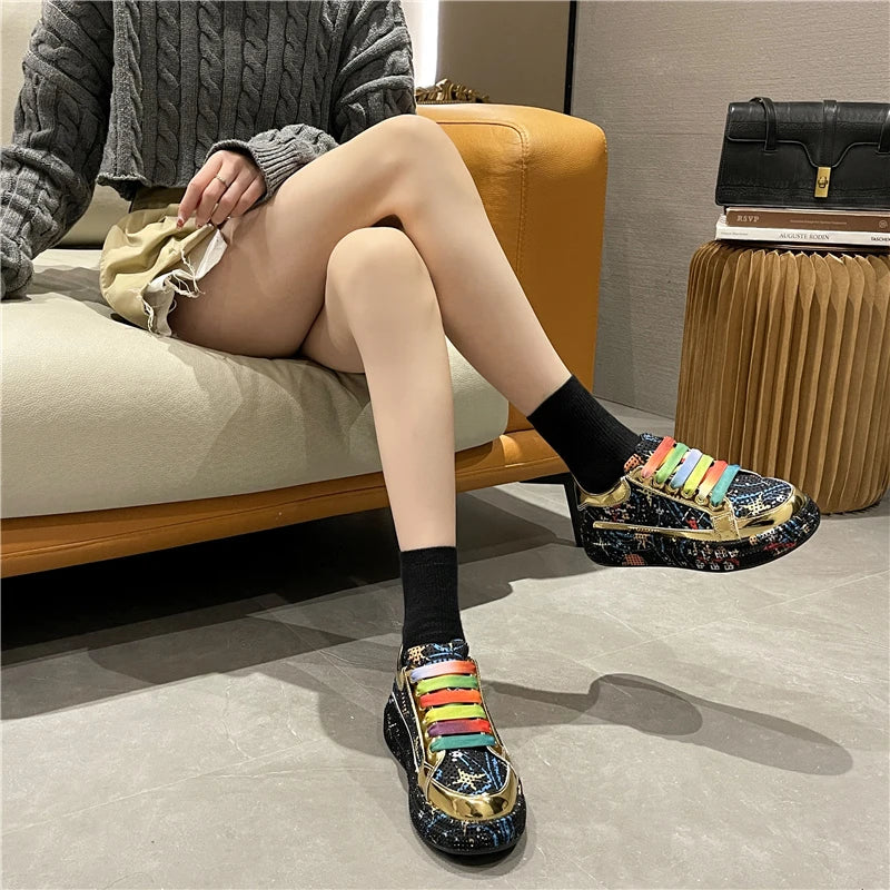 Graffiti Trendy Rhinestone Sneakers Shoes