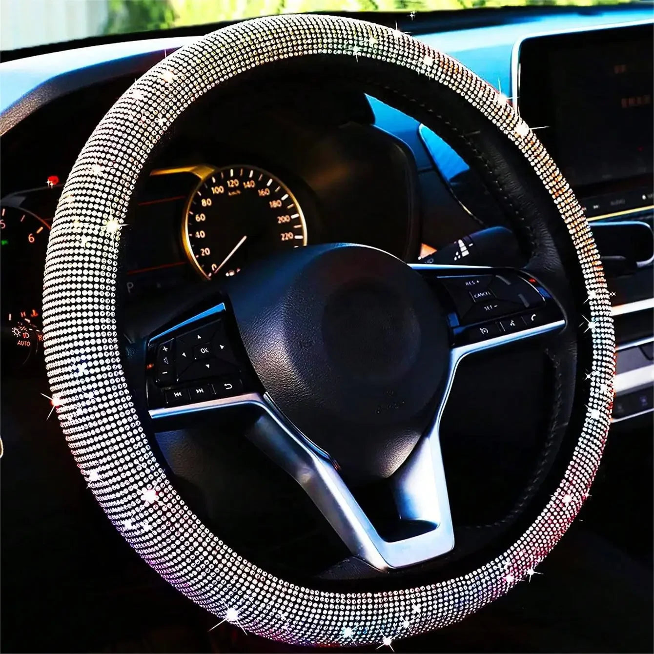 Bling Bling  Velvet Diamond Rhinestones Car Steering Wheel Cover