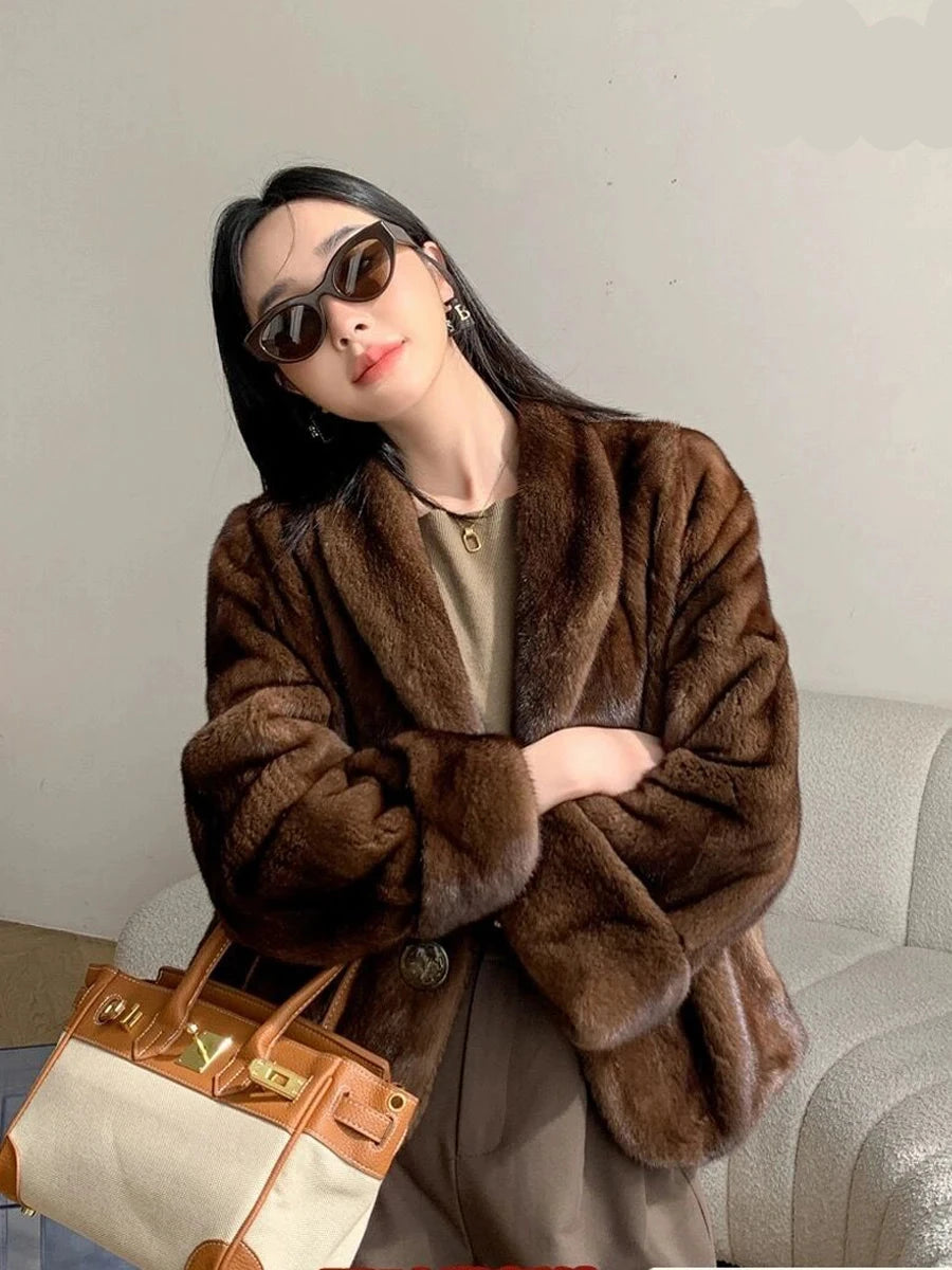 100% Real Mink Fur Coat