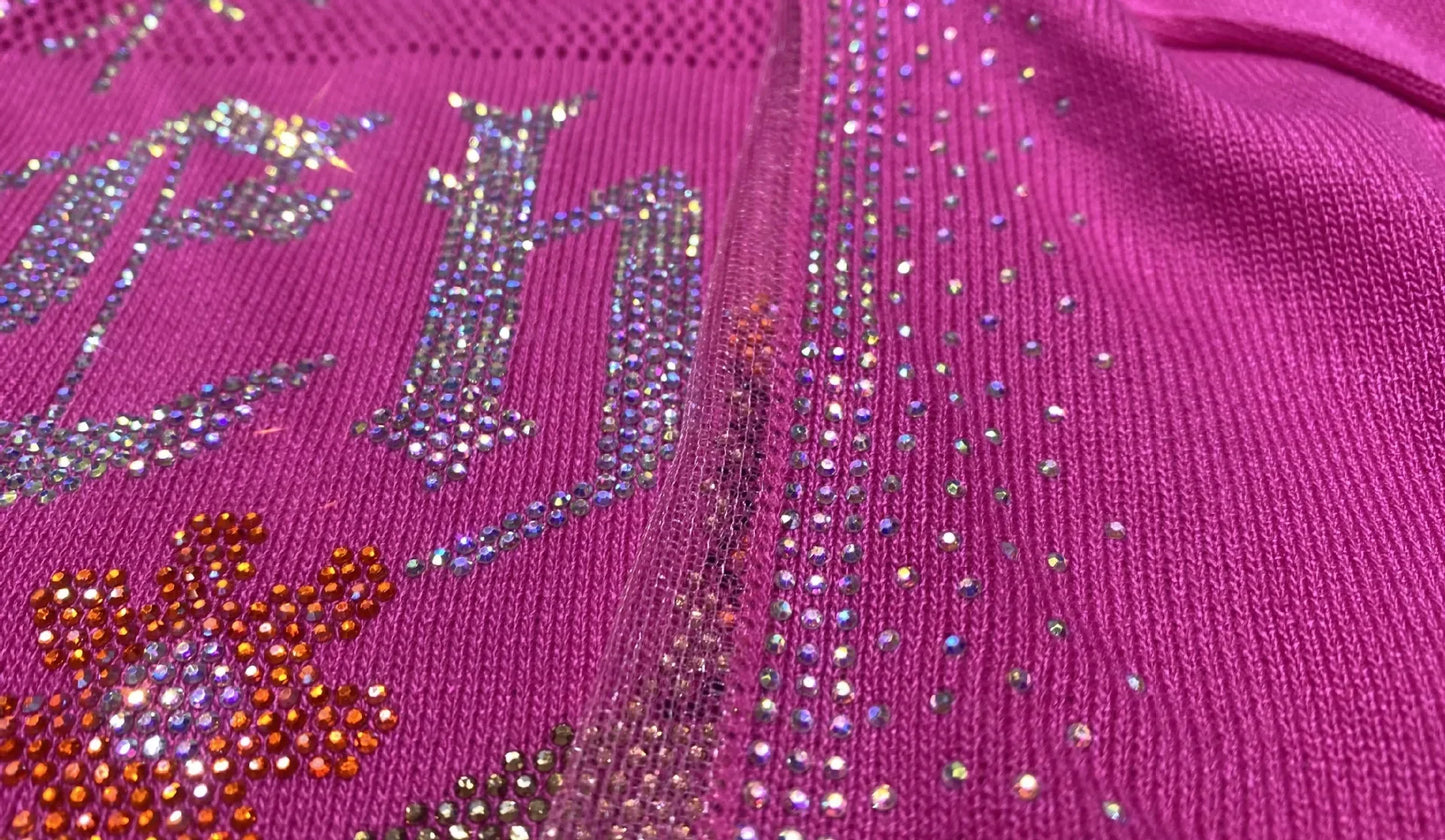 2PCS Knitted Cartoon Shiny Rhinestones Tracksuit