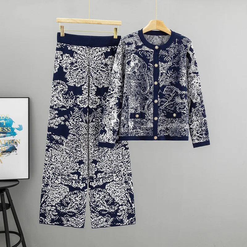 Jacquard Landscape Painting  Knitted Set