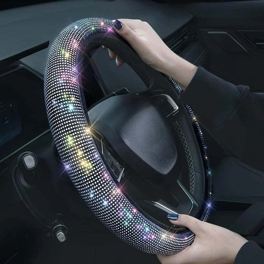 37/38cm Bling Rhinestones Car Steering Wheel Cover Universal