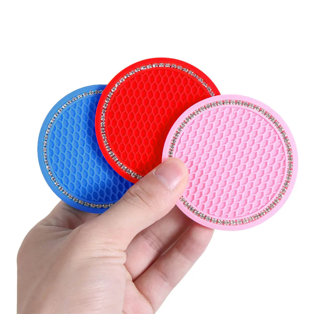Car Non-slip Water Cup Pad with a Single Row of Bling