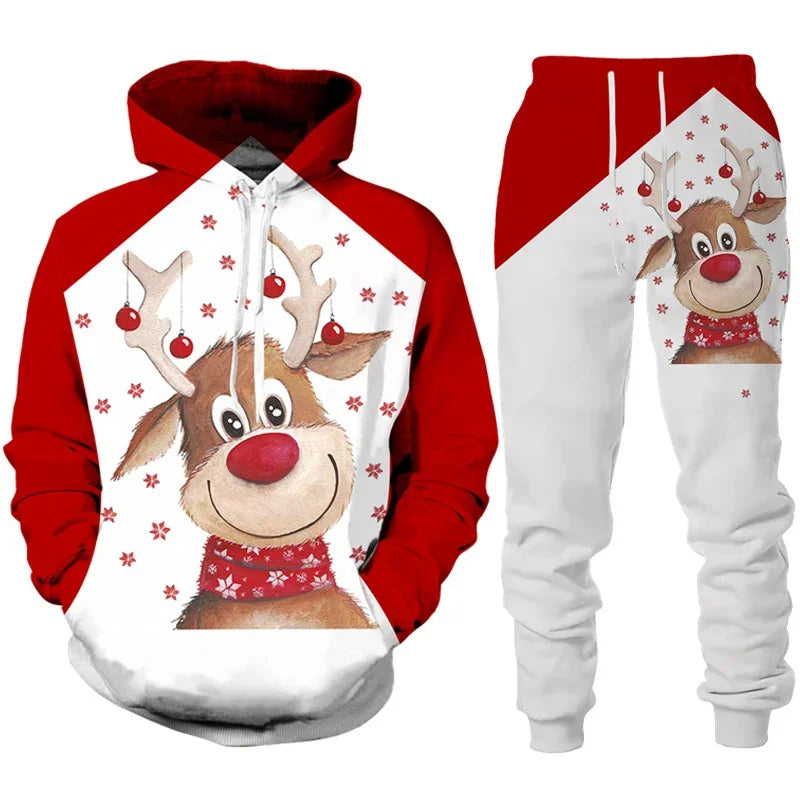 3D Print Hoodies 2pcs Christmas Tracksuit