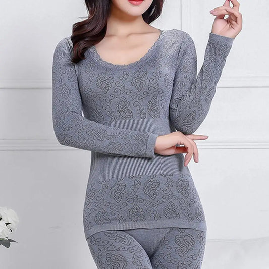 2Pcs Women Thermal Underwear Sleepwear Set