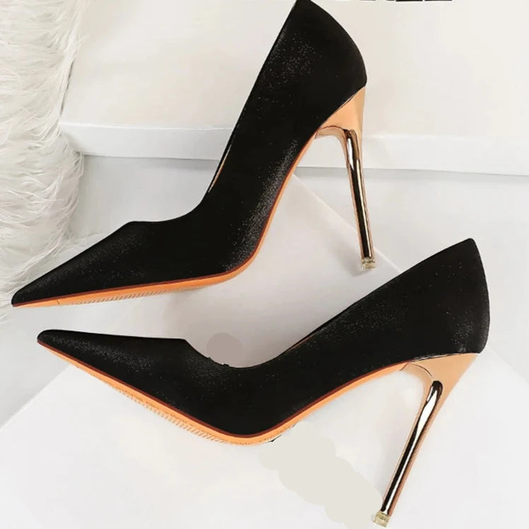 Satin Pumps Stiletto High Heels