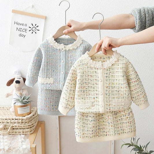 Girls Coco Knitted Sweaters Skirts 2pcs Suit