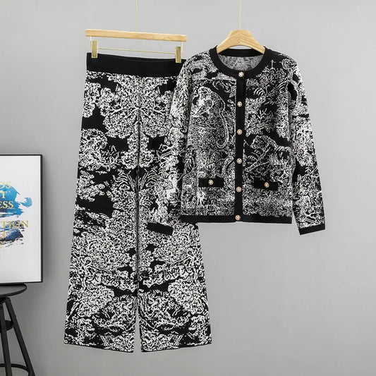 Jacquard Landscape Painting  Knitted Set