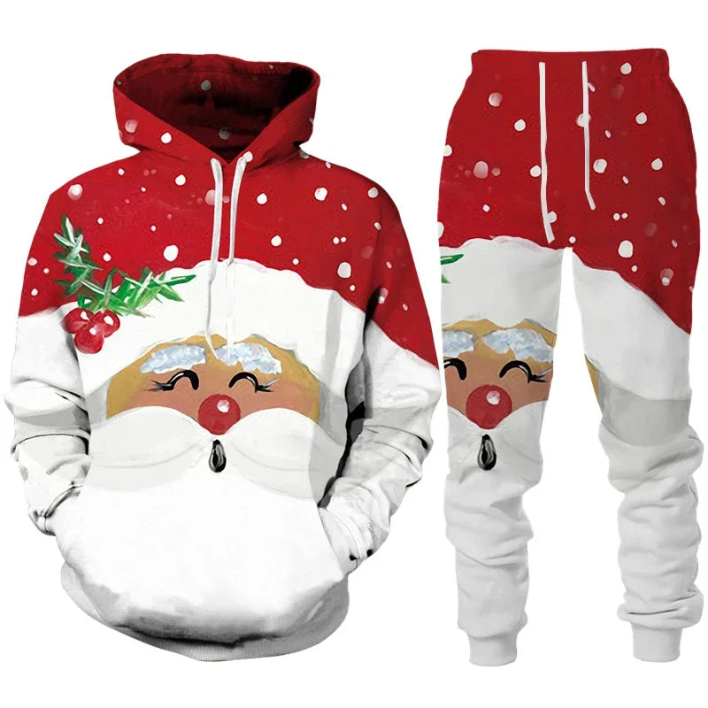 3D Print Hoodies 2pcs Christmas Tracksuit