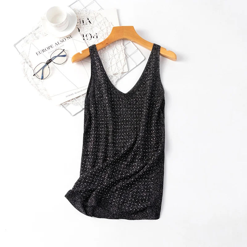 Knitted Sleeveless Bling Camisole Top