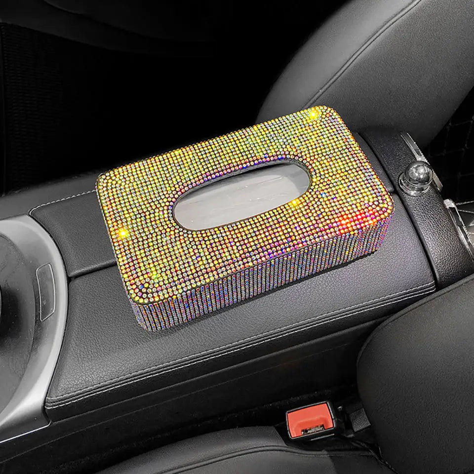 New Luxury Rhinestone Car Tissue Box Holder