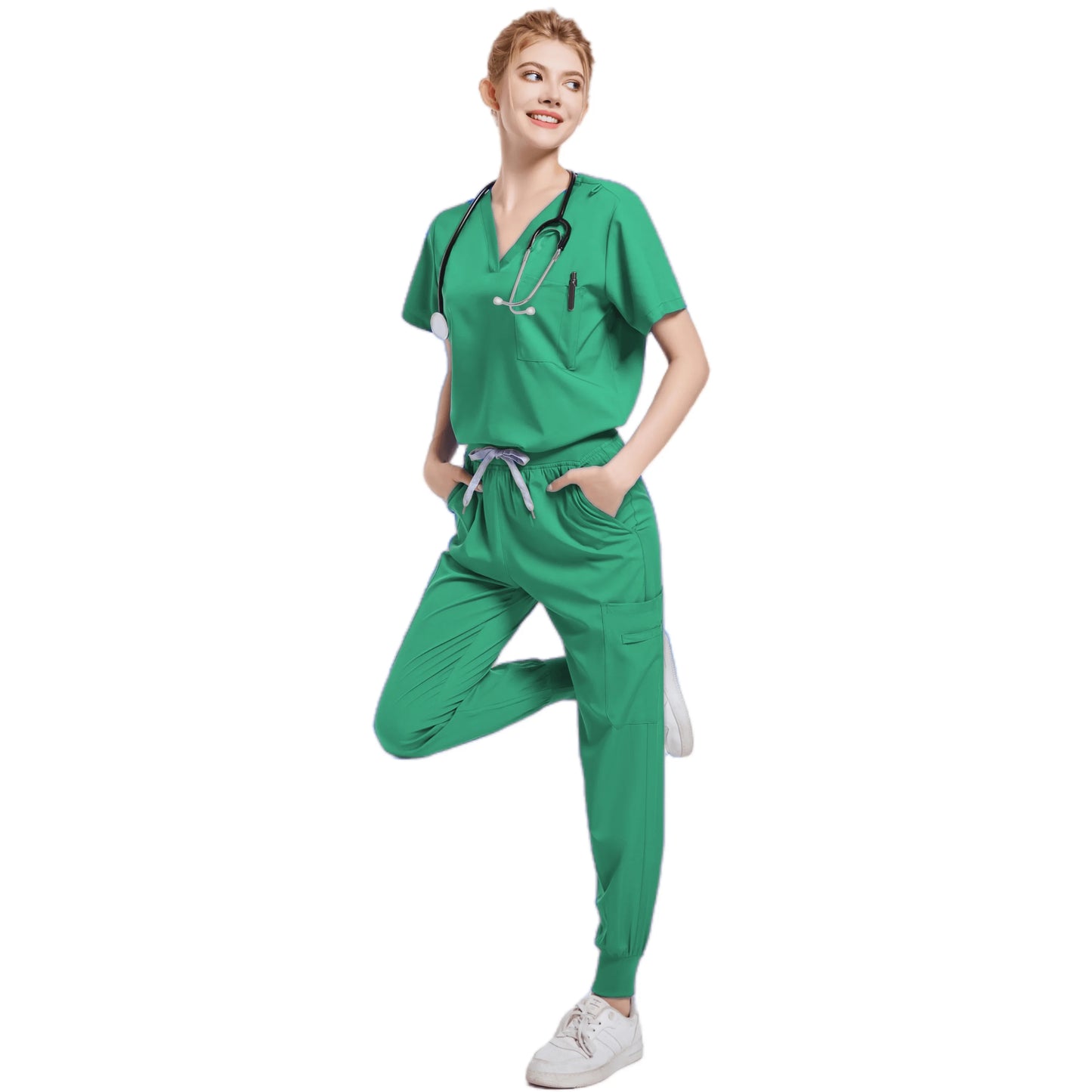 Split Suit Short Sleeved Hand Brushing Medical Care Uniform