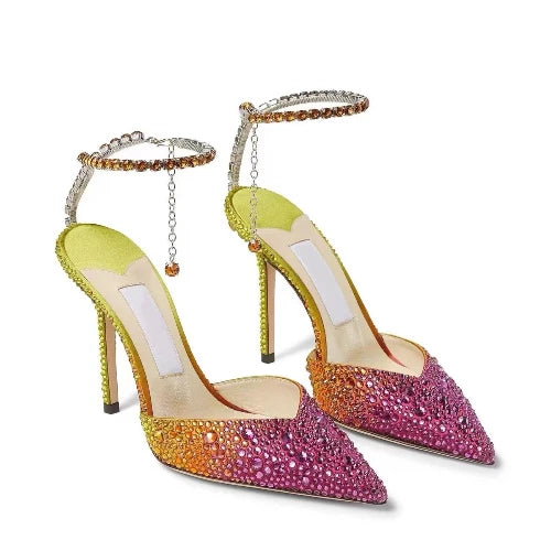 Gradient High Heel Rhinestone Pointed Toe Stiletto Shoes